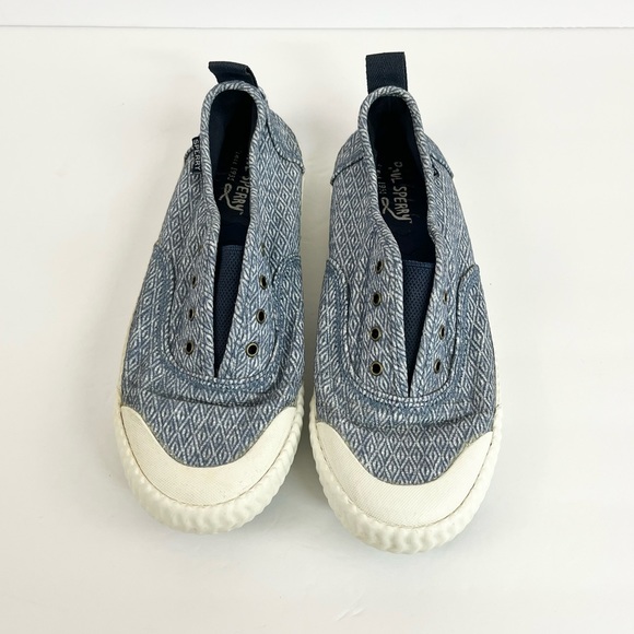 Sherry Slip On Blue White Geometric Print Elastic Stretch Women’s Shoes Size 7 - Picture 3 of 13